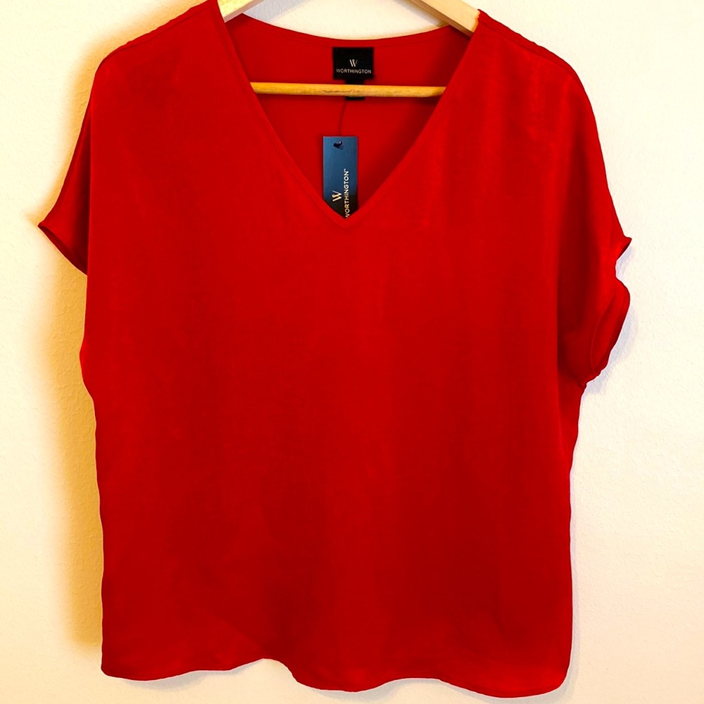 Worthington Cabaret Red Shirt - Can be worn dressy or casual.